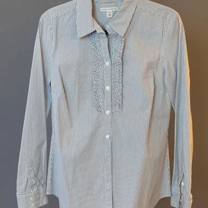 Banana Republic gray and white striped button-down